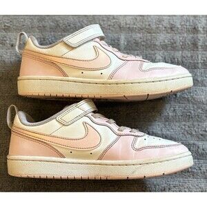 Nike Court Borough Pink White Hook Loop Casual Shoes DV5457-105 Kids Size 2.5Y